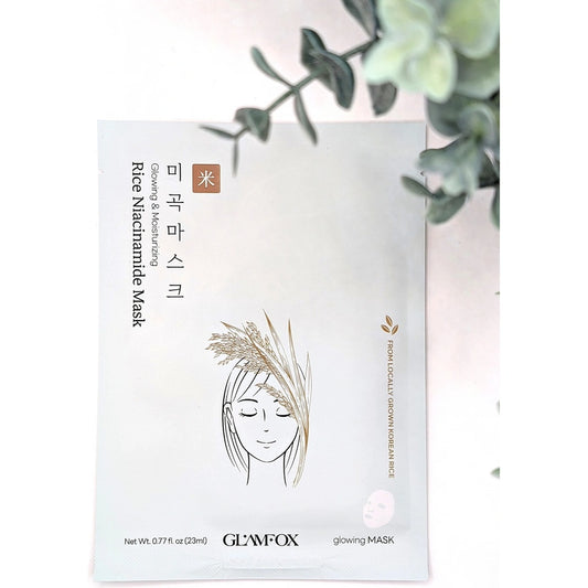 Mascarilla de Niacinamida de Arroz Glamfox - Ilumina e hidrata - 1 mascarilla
