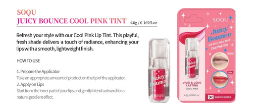 SOQU Juicy Bounce Cool Pink Tint - Smooth, lightweight finish