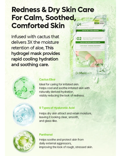 Dr.Melaxin CACTOX DE-PUFFING PORE TOX GEL MASK - 1 Mask - with Cactus Cooling Reduce Puffiness & Pore Tightening for Visible Pore Care Skin Repair