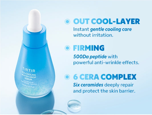 TIRTIR Suero refrescante con gotas de agua - -4,39 °C Suero refrescante para el rostro Hidratación instantánea Cuidado calmante, Espículas