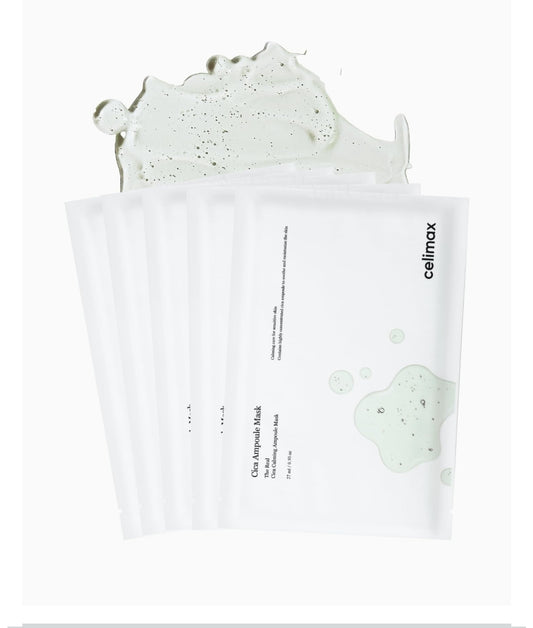 Celimax The Real Cica Calming Ampoule Mask - With Centella Asiatica & Madecassoside, for Wrinkle & Fine Lines, Hydrating - 1 Mask