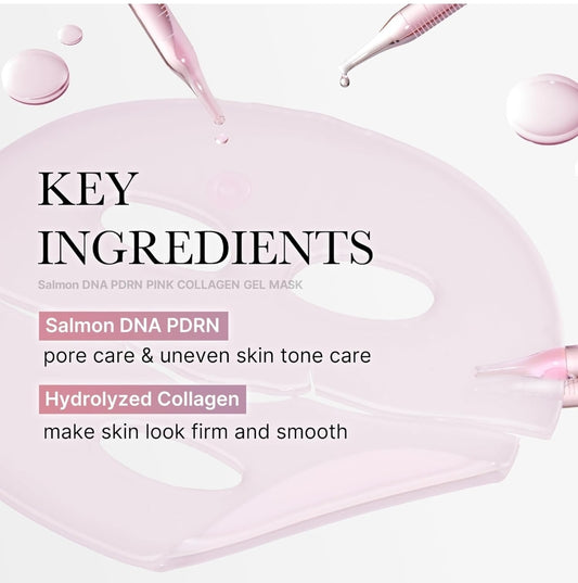 Mascarilla de gel de colágeno rosa PDRN con ADN de salmón de Medicube: mascarilla facial nocturna para una piel radiante - 1 mascarilla