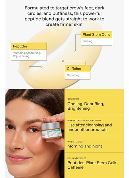 CLEARSTEM BRIGHTEYES Gel para ojos: crema nutritiva para ojos, gel refrescante, mezcla de células madre, péptidos, colágeno, aloe vera, sin gluten.