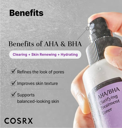 COSRX AHA/BHA Clarifying Treatment Toner - Facial Exfoliating Spray for Whiteheads, Pores, & Uneven Skin