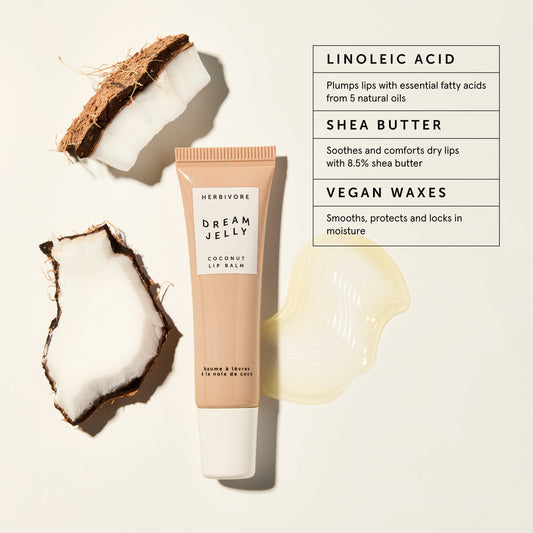 Herbivore Dream Jelly Coconut Lip Balm - Instantly softens lips with plant-based butters and oils