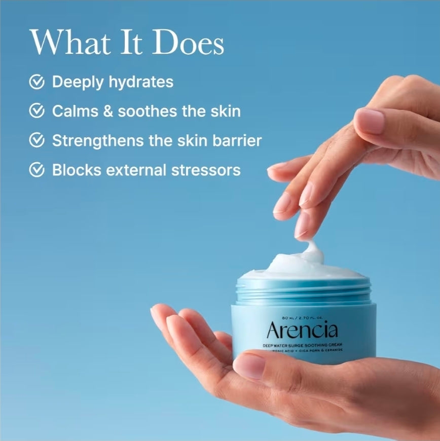 Arencia Deep Water Surge Soothing Cream with Hyaluronic Acid, Cica PDRN and Ceramide