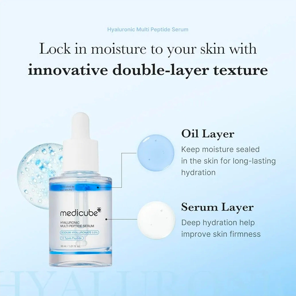 medicube Hyaluronic Multi Peptide PDRN Serum for Glowing and Soothing, Lightweight Water Plumping Radiant Serum for All Skin Type, Hydrating Moisturizer
