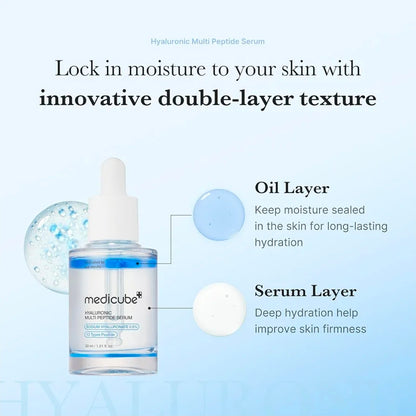 medicube Hyaluronic Multi Peptide PDRN Serum for Glowing and Soothing, Lightweight Water Plumping Radiant Serum for All Skin Type, Hydrating Moisturizer