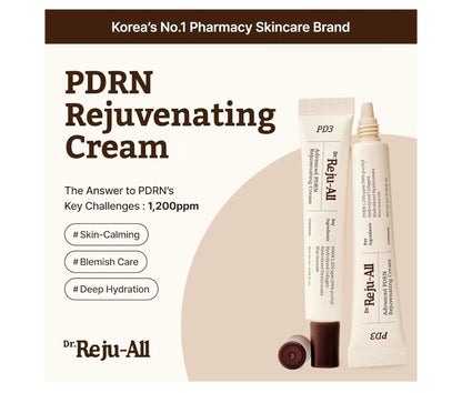 Dr. Reju-All Advanced PDRN Rejuvenating Cream – 99% Pure Salmon DNA Gel Type Face Moisturizer – Optimal 1200ppm for Glass Skin & Plumping – Anti-Aging Skin Care Face Cream