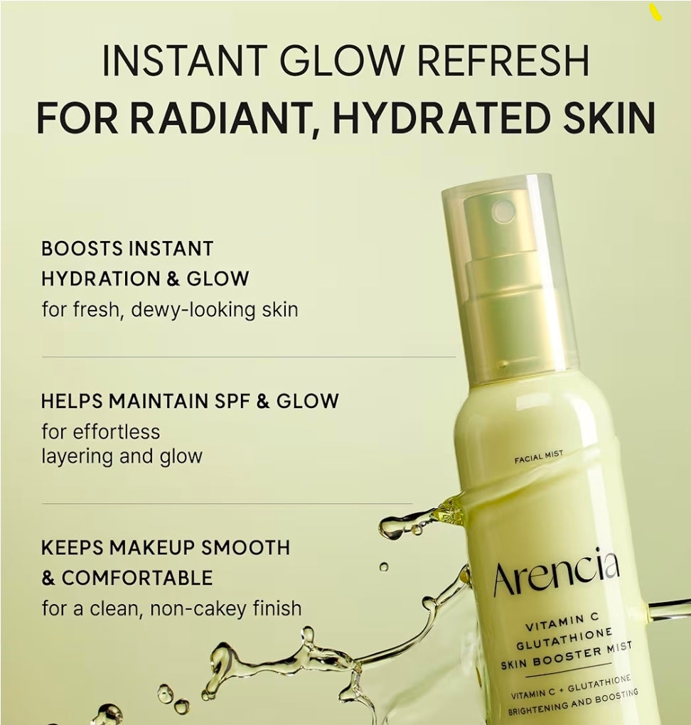 skin booster glutathione ARENCIA Vitamin C & Glutathione Skin Booster Mist, Glow Facial Spray w – Premium SkinCare