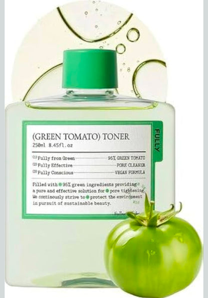 FULLY Green Tomato Toner - Pore Tightening with 95% Green Tomato Extract and VIT C, Skin Soothing and Hydrating, Fragrance Free, Vegan