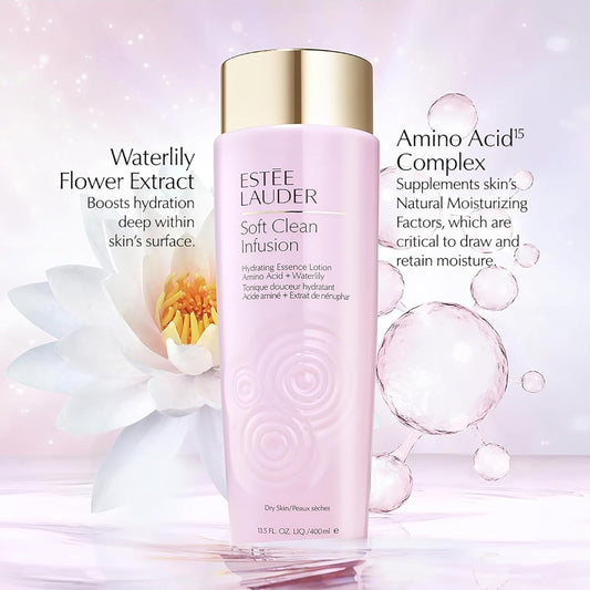 Estee Lauder Soft Clean Infusion Hydrating Essence Lotion with Amino Acid + Waterlily - Soothes, plumps & smooths skin