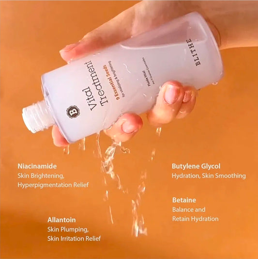 Blithe Vital Treatment 9 Essential Seeds Niacinamide Toner - Skin Essence for Face, Clarifying Skin Vitalizing & Dark Spots - Hyperpigmentation Care
