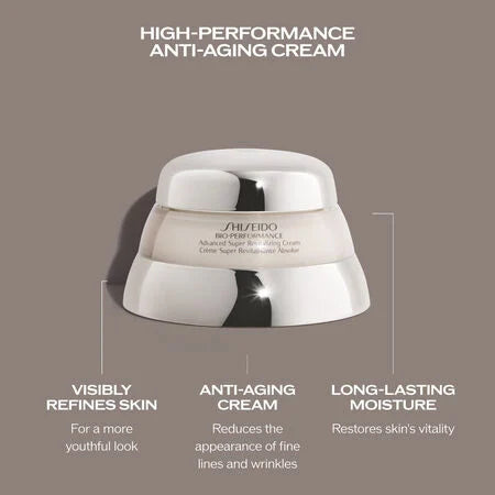 Crema súper revitalizante avanzada Bio-Performance de Shiseido
 Hidratante antienvejecimiento de alto rendimiento