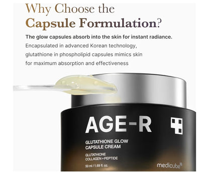 medicube AGE-R Glutathione Glow Capsule Facial Cream - Instant Lifting Moisturizer - Collagen Peptide For Hydrating Glow - Improve Blemishes, Uneven Skin Tone