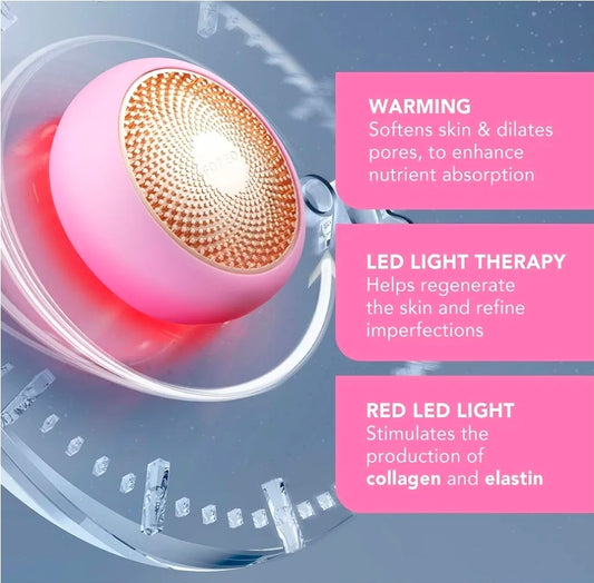 Dispositivo inteligente Foreo UFO para el tratamiento con mascarilla: mascarilla facial en 90 segundos. Combina un tratamiento avanzado con termoterapia, llanto y luz LED, Bluetooth.