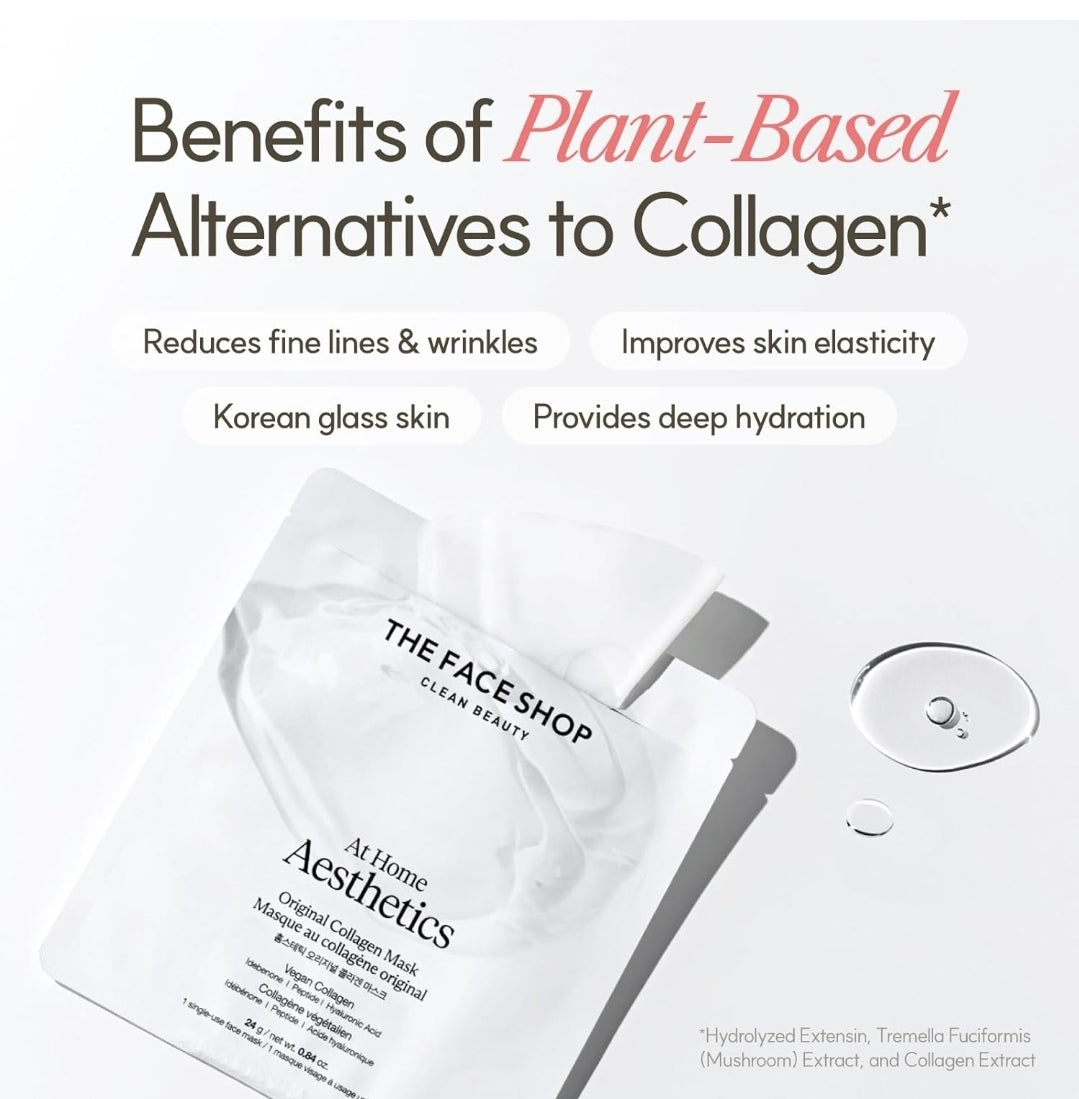 The Face Shop At Home Aesthetic Original Collagen Mask - Korean Glass Skin Essential, Peptide Hydrogel Mask for Firming & Skin Elasticity, Moisturizing - 1 Mask