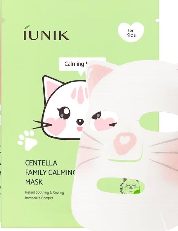 IUNIK Centella Kids Calming Sheet Mask - Gentle Soothing Care - 1 Mask
Centella Asiatica & Vitamin B5 Cat-Shaped Vegan Sheet Mask