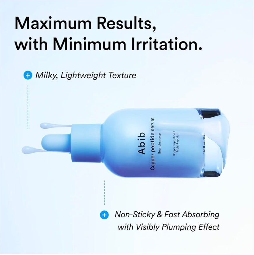 Abib Copper Peptide Serum Bouncing Drop – GHK-Cu, Argireline & Matrixyl Peptide Face Serum, Skin Texture & Hydration