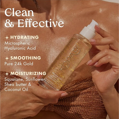 Kopari Golden Aura Body Oil with 24k Gold & Hyaluronic Acid - Hydrating Formula for Glowing Skin, Improves firmness and smoothness