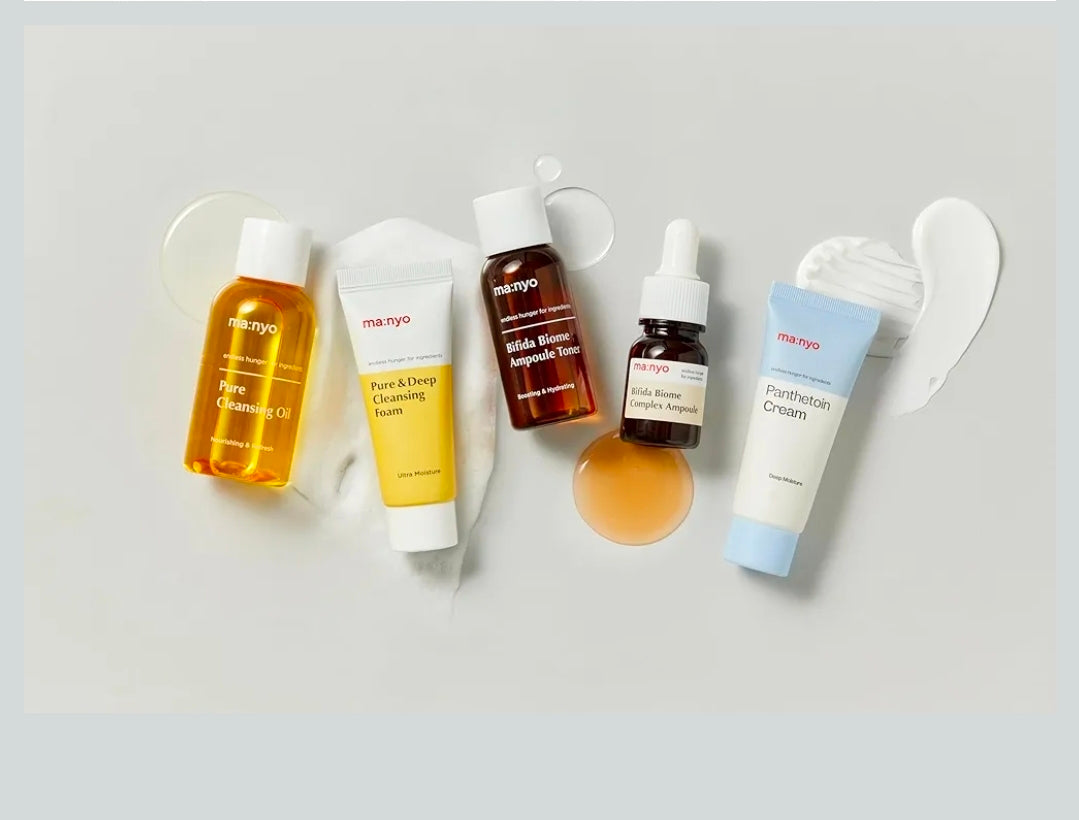 ma:nyo Travel Kit - 5 steps of skincare kit - The complete daily regimen - Cleansing, Hydrating, Soothing, Moisturizing + 1 Free Mixsoon Mask