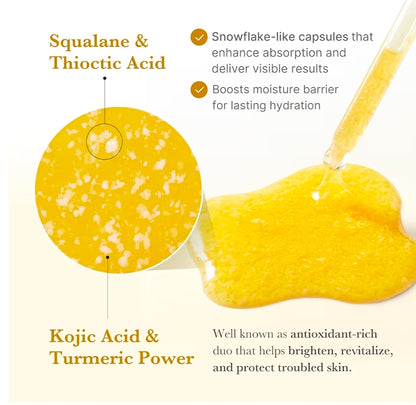 medicube Kojic Acid Turmeric Niacinamide Serum - Clarifying & Balancing Capsule Serum for Troubled Skin, Soothing & Brightening Facial Glow, Niacinamide & Glow Capsules for Hydration and Barrier Support