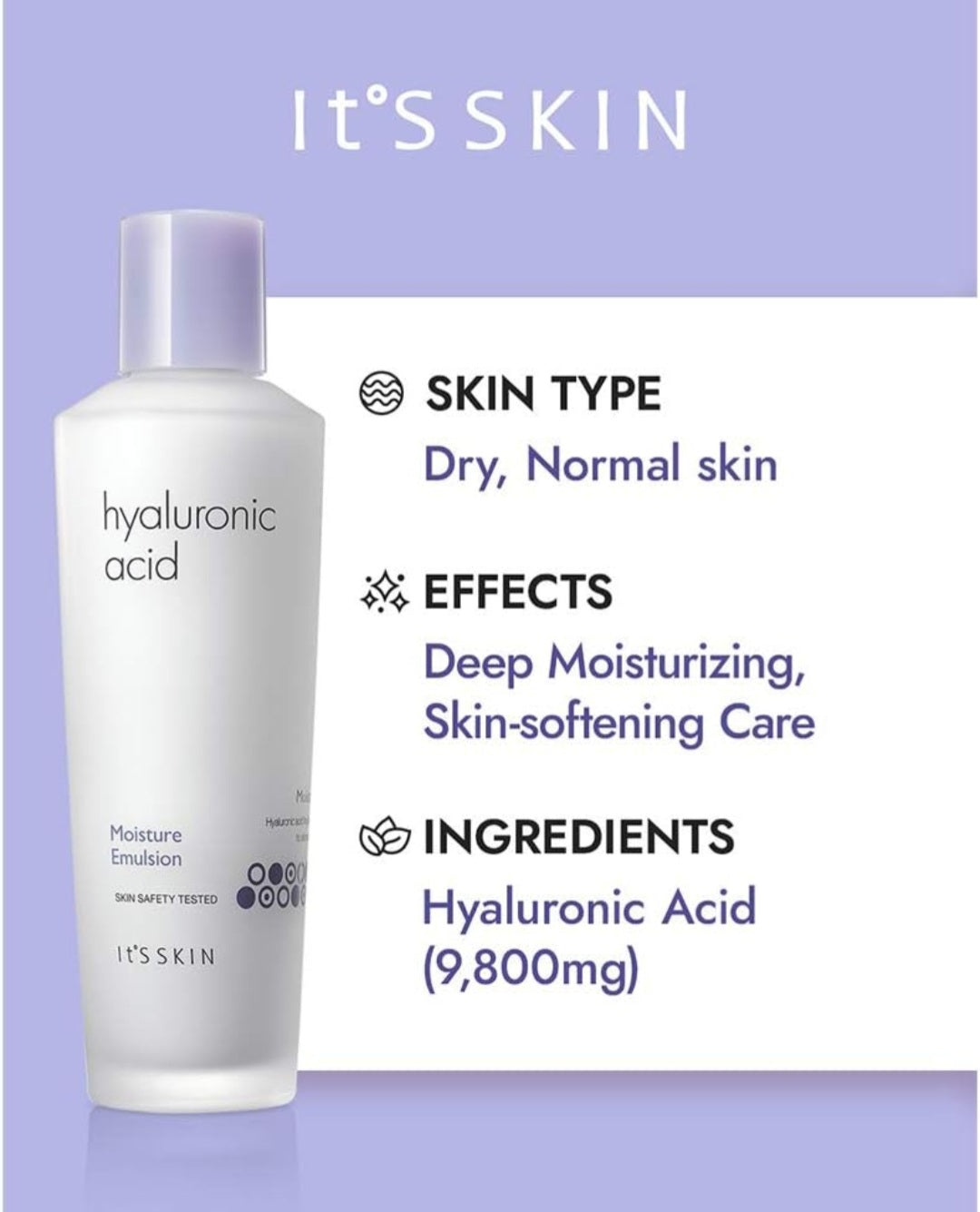 Emulsión hidratante de ácido hialurónico ITS SKIN