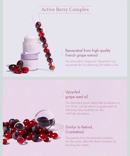 Dr. Ceuracle Vegan Active Berry Lifting Cream - Antioxidant Moisturizer with Resveratrol Capsules and Vitamin A, Hydration and Rejuvenation