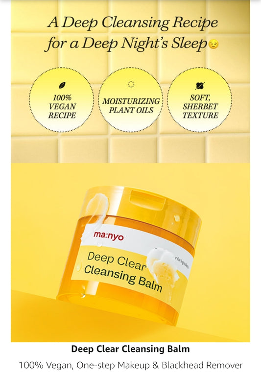 ma:nyo Deep Clear Cleansing Balm - Vegan, Daily Makeup Remover with Natural plant oils with Revercellar Technology that allows for better attraction of dirt & grime