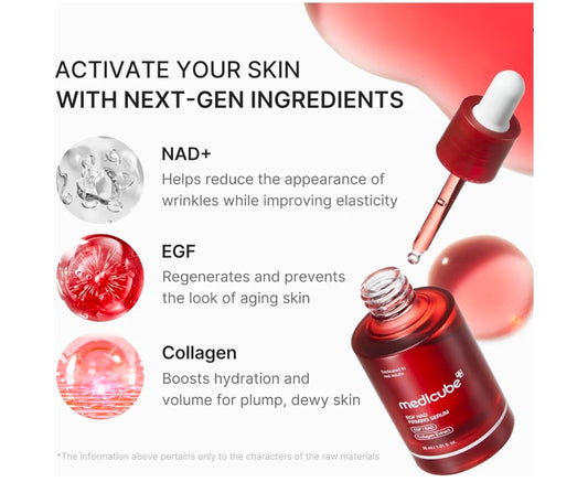 medicube NAD EGF Firming Serum for Face & Neck Anti-Aging Serum with EGF Peptide, NAD+ & Collagen