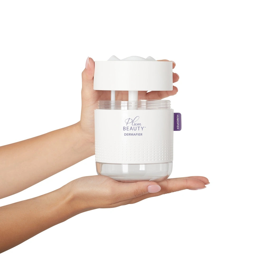 Plum Beauty Dermafier Humidifier - Portable design is perfect for your desk or vanity to hydrate your skin - USB Powered - Features a Warm night light