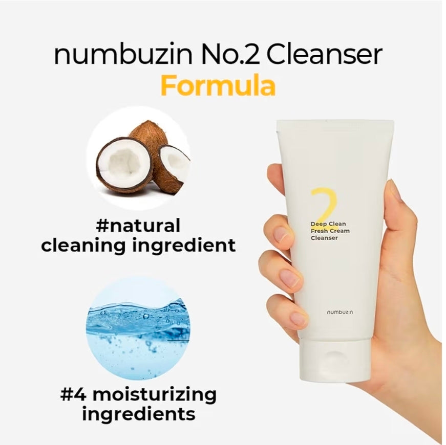 numbuzin No.2 Cleansing Foam - Deep Clean Gentle Exfoliation, Deep Cleansing, Natural Ingredients,Blackheads, Excess Oil, Dead Skin Cells