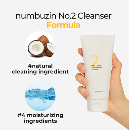 numbuzin No.2 Cleansing Foam - Deep Clean Gentle Exfoliation, Deep Cleansing, Natural Ingredients,Blackheads, Excess Oil, Dead Skin Cells
