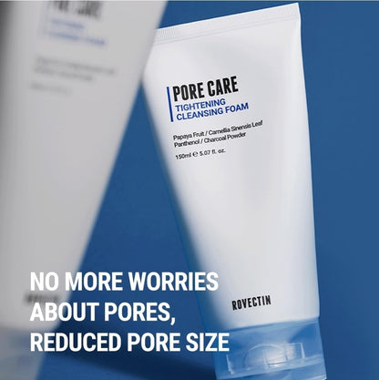 ROVECTIN Pore Tightening Cleansing Foam - Green Papaya, AHA/BHA/PHA, Sebum Control, Exfoliation Care, Refining Pore Size, Non-Irritating Oily Skin