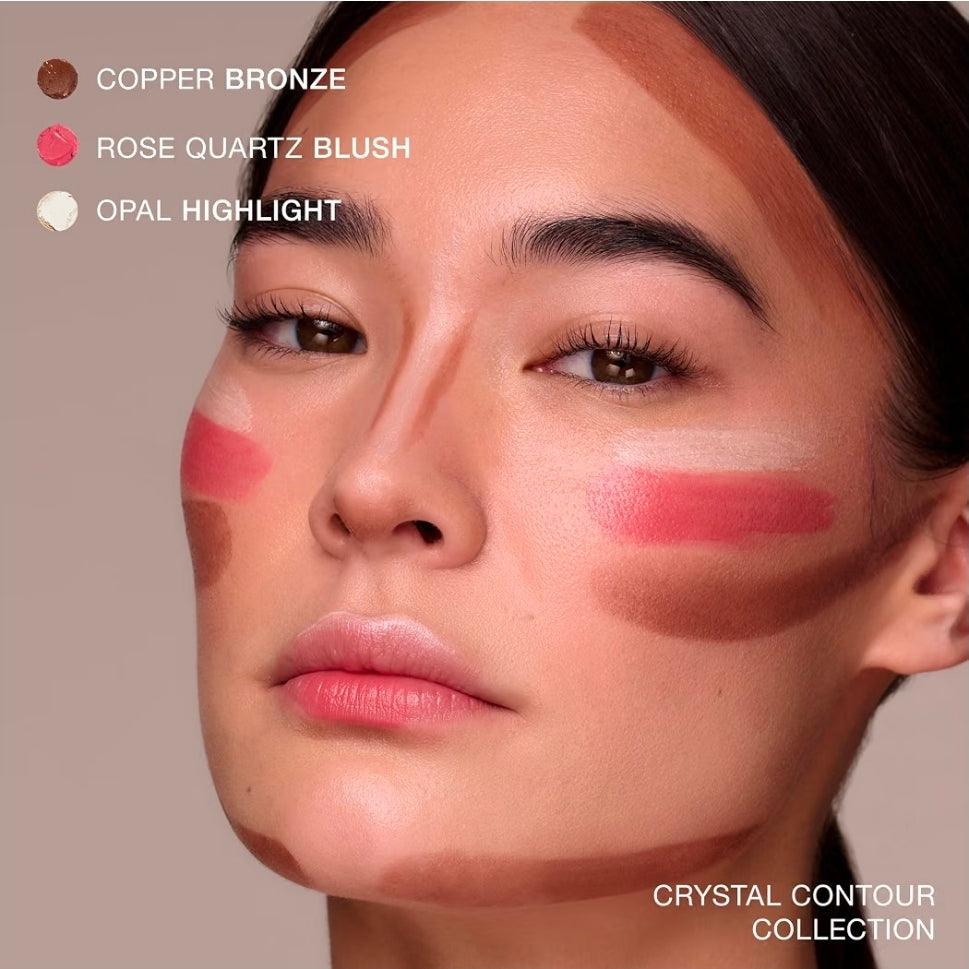 Ogee Crystal Contour Collection – Certified Organic Makeup Collection Stick Trio with Bronzer, Professional Blush & Highlighter Sticks, Cream Contour Makeup Set for Face