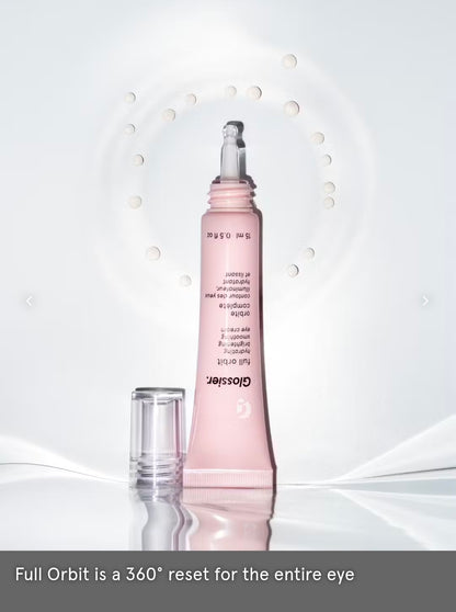 Glossier Full Orbit Hydrating, Brightening, Smoothing Eye cream - A multi-benefit, 360° eye cream, hydrating, depuffing, brightening dark circles and smoothing fine lines