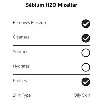 Agua Micelar Bioderma Sébium H2O - Limpiador y Desmaquillante Facial - Limpiador Facial para Piel Mixta a Grasa