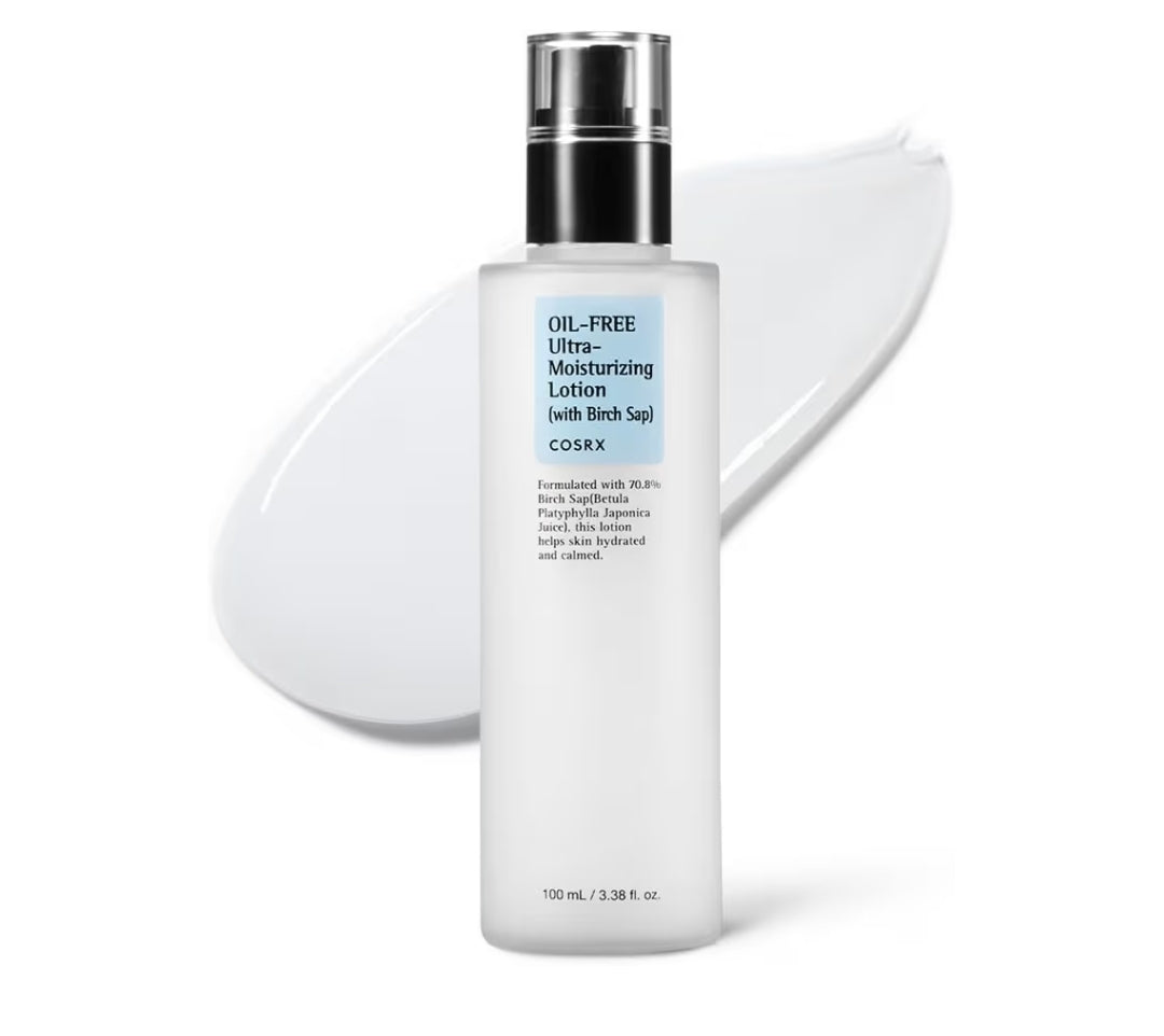 COSRX Oil Free Ultra- Moisturizing Lotion with Birch Sap - Daily Acne Facial Moisturizer, Hydrating Moisturizer for All Skin Types, Paraben free