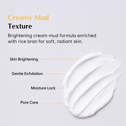 MIDHA Rice Brightening Mask - Facial Wash-off mask, moisturizing, vegan - Improves dull skin tone
