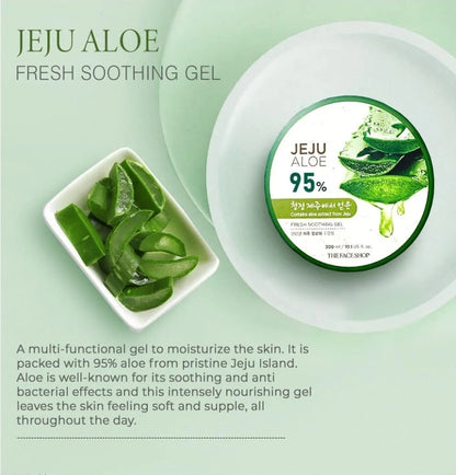 The Face Shop Jeju Aloe Fresh Soothing Gel - 95% Aloe Extract - Intense hydration and soothing properties