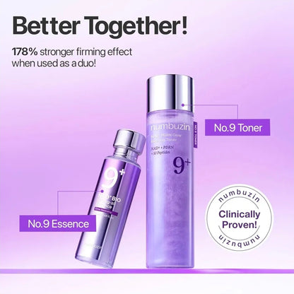 numbuzin No.9 NAD+ PDRN Glow Boosting Toner - Tónico hidratante y reafirmante para arrugas, líneas finas y piel opaca, péptidos y salmón PDRN para luminosidad