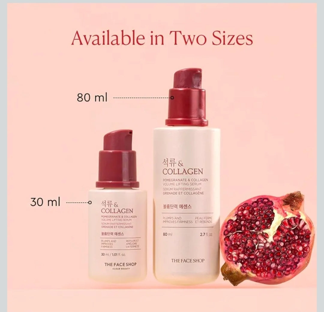 The Face Shop Pomegranate & Collagen Volume Lifting Serum - Reduces Fine Lines & Wrinkles - Helps Skin Look Firm & Supple - Improves Elasticity - Hydrating Lightweight