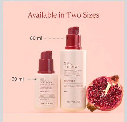 The Face Shop Pomegranate & Collagen Volume Lifting Serum - Reduces Fine Lines & Wrinkles - Helps Skin Look Firm & Supple - Improves Elasticity - Hydrating Lightweight