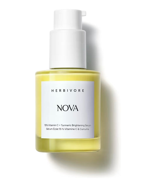 HERBIVORE Nova 15% Vitamin C + Turmeric Brightening Serum - For Dark Spots, Hyperpigmentation + Even Skin Tone, Vegan, Plant-Based, Cruelty-Free