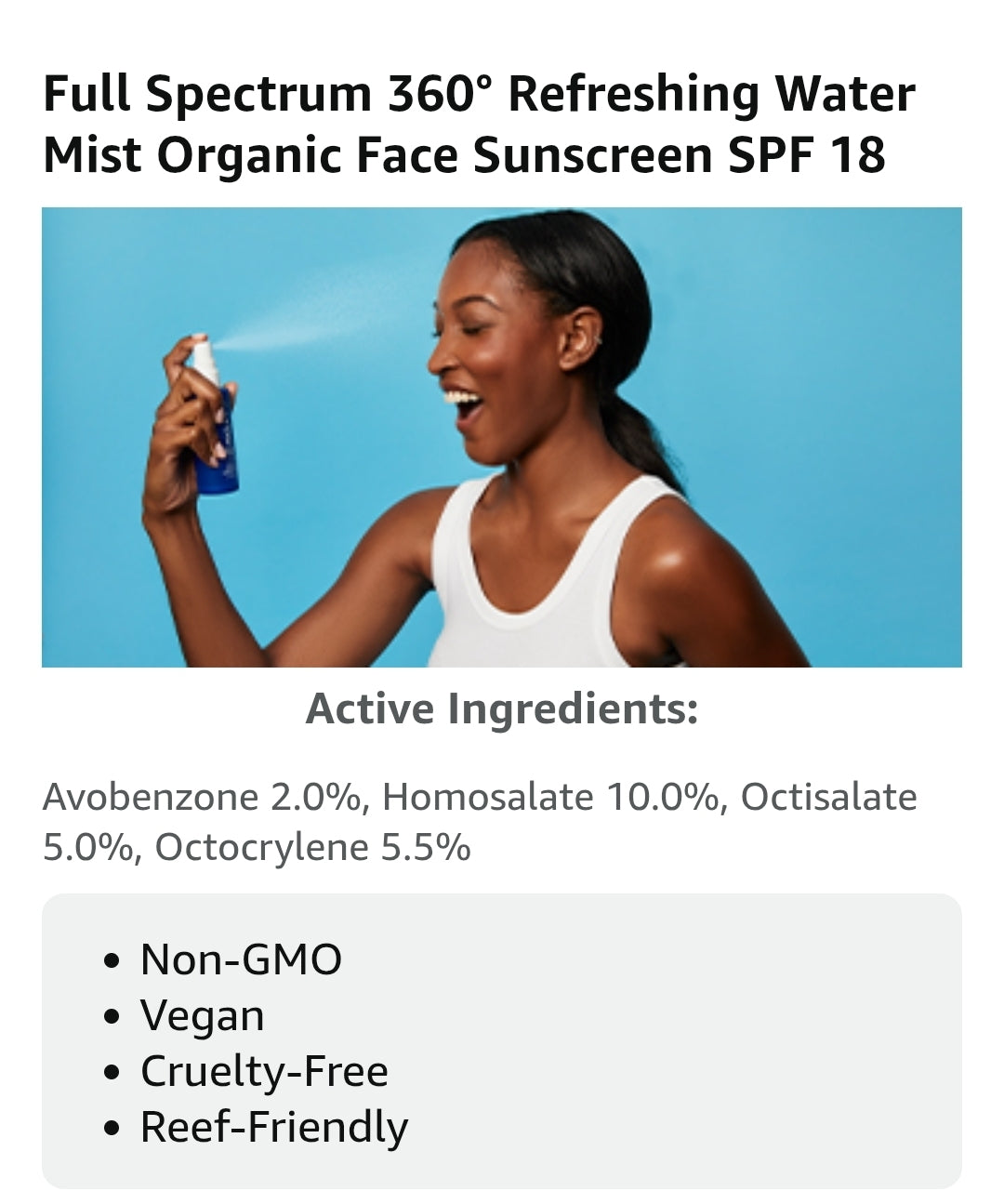 COOLA Refreshing Water Mist Face Moisturizer and With SPF 18 - Face Sunscreen With Plant-Derived BlueScreen Digital De-Stress Technology