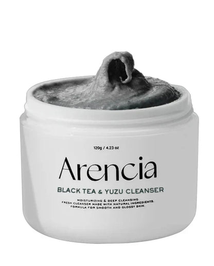 Arencia Black Tea and Yuzu Rice Mochi Cleanser - Deeply cleanses, gently exfoliate, smooth skin texture, brighten dull skin, remove impurities