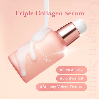 Medicube Triple Collagen Serum - Nourish dull skin with Triple Collagen Complex - A lightweight serum with Niacinamide and Hyaluronic Acid
