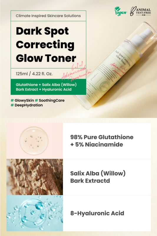 AXIS-Y Dark Spot Correcting Glow Toner - Brightening & Hydrating with 5% Niacinamide, Glutathione & Hyaluronic Acid - Exfoliator Toner for All Skin Types