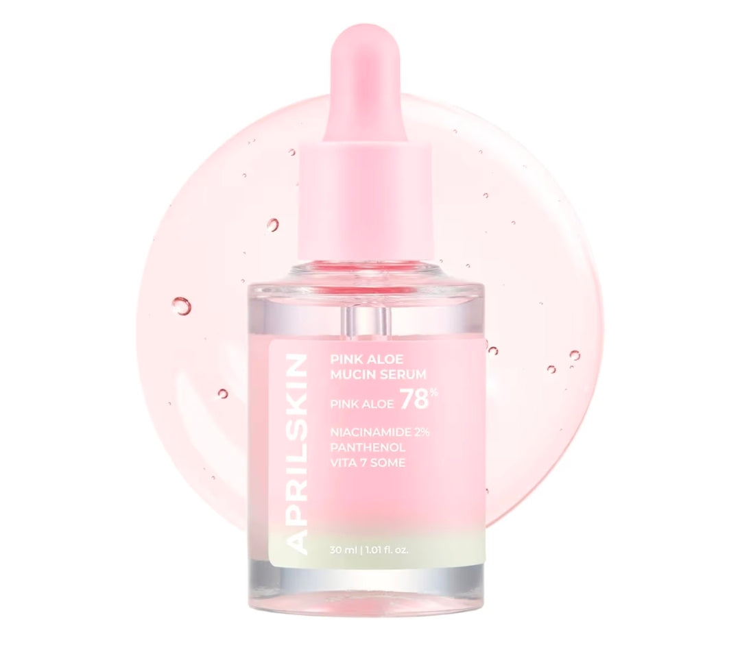 Suero de mucina de aloe rosa APRILSKIN: fórmula hidratante con 78 % de mucina de aloe de Jeju y acabado no pegajoso para una apariencia radiante.