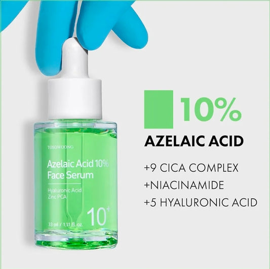 TOSOWOONG Azelaic Acid 10% Serum - Rosacea care, Redness Soothing and Blemish, Centella Asiatica for Acne-prone, Niacinamide, Hyaluronic Acid, Korean Skincare, Natural Color
